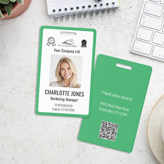 Badge Code QR d'employé de logo d'entreprise personnalis