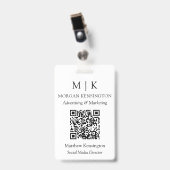 Badge Code QR d'entreprise avec monogramme ou ajout de l (Avant avec clip)