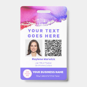 Badge Code QR d'ID photo employé personnalisé