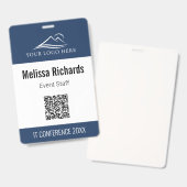 Badge Code QR d'identification bleu pour événement de co (Avant & arrière)