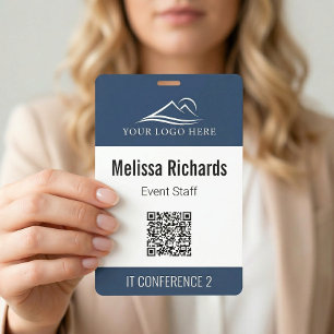 Badge Code QR d'identification bleu pour événement de co
