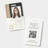 Badge Code QR d'identification de l'agent de signature d (Avant & arrière)