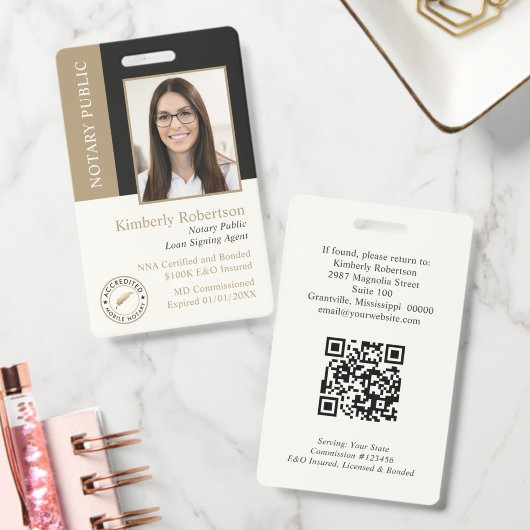 Badge Code QR d'identification de l'agent de signature d (Bureau)