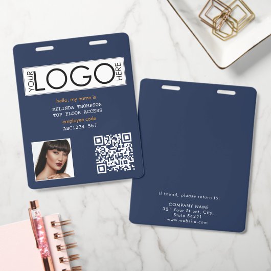 Badge Code QR d'identification de l'entreprise de photo (Bureau)