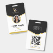 Badge Code QR d'identification de luxe en or noir pour l (Avant & arrière)