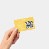 Badge Code QR d'identification d'employé jaune simple (Manuel / portable)