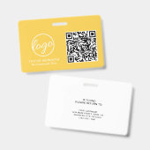 Badge Code QR d'identification d'employé jaune simple (Avant & arrière)