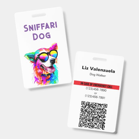 Badge Code QR d'identification d'urgence pour la garde d (Avant & arrière)