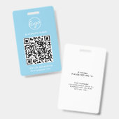 Badge Code QR d'identité d'employé bleu clair simple (Avant & arrière)