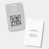 Badge Code QR d'identité d'employé gris clair simple (Avant & arrière)