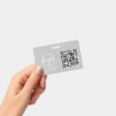 Badge Code QR d'identité d'employé gris clair simple (Manuel / portable)