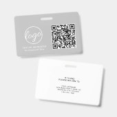 Badge Code QR d'identité d'employé gris clair simple (Avant & arrière)