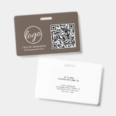 Badge Code QR d'identité d'employé Marron Simple (Avant & arrière)