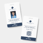 Badge Code QR d'infirmière étudiante praticienne cardiaq (Avant & arrière)