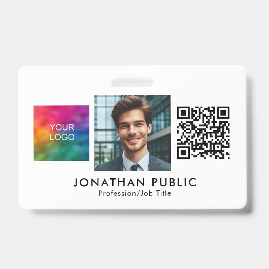 Badge Code QR du logo de l'entreprise Carte d'identité P (Avant)