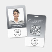 Badge Code QR du logo de l'entreprise Gris Carte d'ident (Avant & arrière)