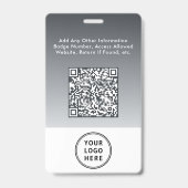 Badge Code QR du logo de l'entreprise Gris Carte d'ident (Arrière)
