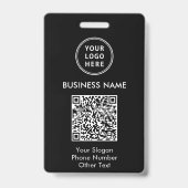 Badge Code QR du logo de l'entreprise noir (Dos)