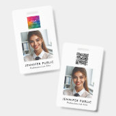 Badge Code QR du logo de l'entreprise Nom et titre de l' (Avant & arrière)