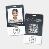 Badge Code QR du logo de l'entreprise pour la carte d'id (Avant & arrière)