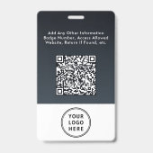 Badge Code QR du logo de l'entreprise pour la carte d'id (Arrière)