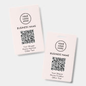 Badge Code QR du logo de l'entreprise rose (Avant & arrière)