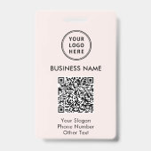 Badge Code QR du logo de l'entreprise rose (Arrière)