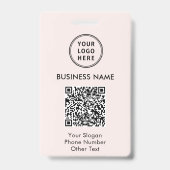 Badge Code QR du logo de l'entreprise rose (Avant)