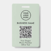 Badge Code QR du logo de l'entreprise Vert Sauge (Arrière)