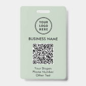 Badge Code QR du logo de l'entreprise Vert Sauge (Avant)