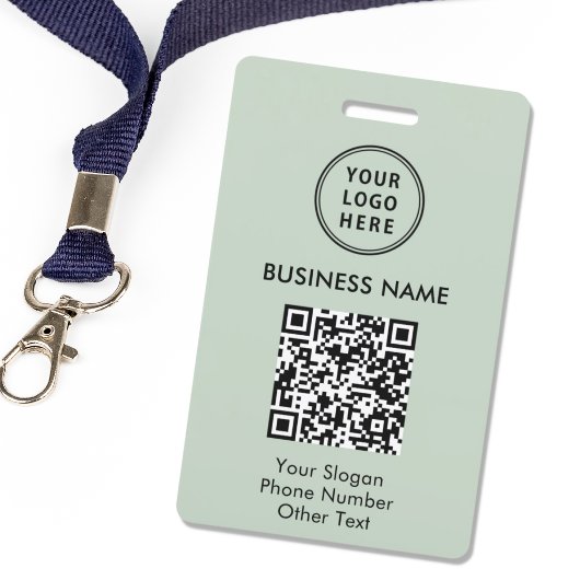 Badge Code QR du logo de l'entreprise Vert Sauge