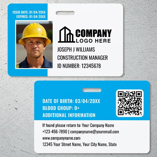 Badge Code QR du logo de l'ID du chantier de constructio