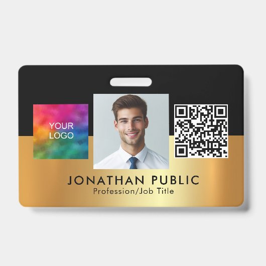 Badge Code QR du logo de votre entreprise Photo de l'emp (Avant)