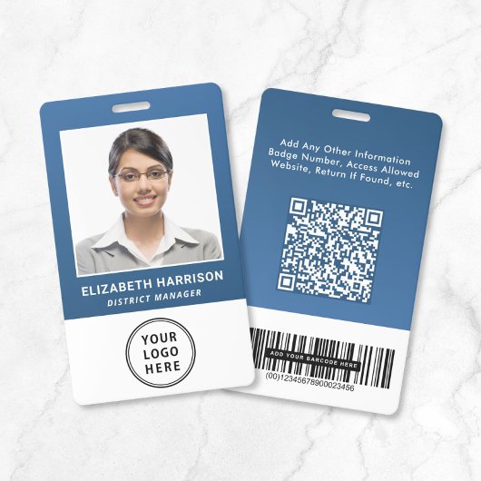 Badge Code QR du logo d'entreprise Carte d'identité phot