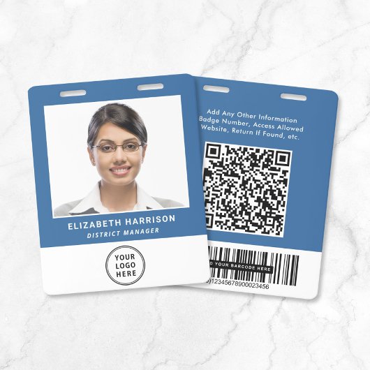 Badge Code QR du logo d'entreprise Carte d'identité phot