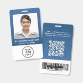 Badge Code QR du logo d'entreprise Carte d'identité phot (Avant & arrière)