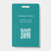 Badge Code QR du nom de la photo sarcelle logo d'entrepr (Arrière)