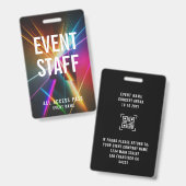 Badge Code QR du passeport tout accès du personnel d'évé (Avant & arrière)