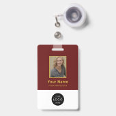 Badge Code QR élégant bordeaux Carte d'identité universi (Avant avec rétractable)