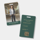 Badge Code QR élégant et professionnel pour agent immobi (Avant & arrière)