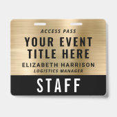 Badge Code QR élégant Passe d'accès à l'événement Noir O (Avant)