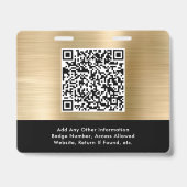 Badge Code QR élégant Passe d'accès à l'événement Noir O (Arrière)