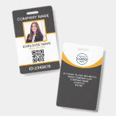 Badge Code QR Employé d'Entreprise Gris Jaune (Avant & arrière)