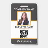 Badge Code QR Employé d'Entreprise Gris Jaune (Avant)