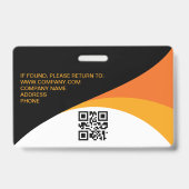 Badge Code QR Employé d'Entreprise Orange Jaune (Arrière)