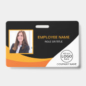 Badge Code QR Employé d'Entreprise Orange Jaune (Avant)