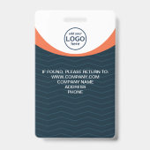 Badge Code QR employé d'entreprise photo bleu orange (Arrière)