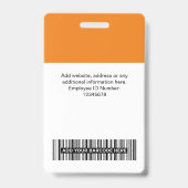 Badge Code QR employé Orange, Code-barres, Logo, Nom (Arrière)