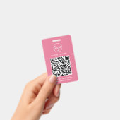 Badge Code QR employé rose simple (Manuel / portable)