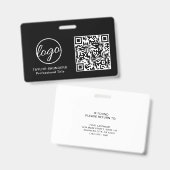Badge Code QR employé simple noir d'identification (Avant & arrière)